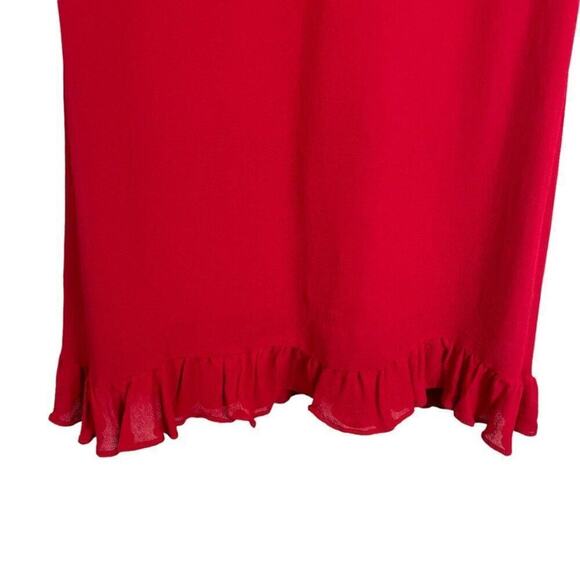 Reformation Christine Sweetheart Smocked Mini Ruffle Dress Lipstick Red Size 10 - Picture 4 of 7